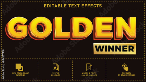 Golden winner editable text effects. vector eps files.