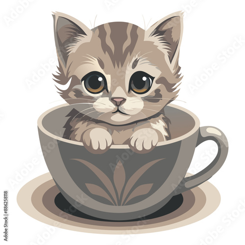 Cute lovely cat and dog vector illustration