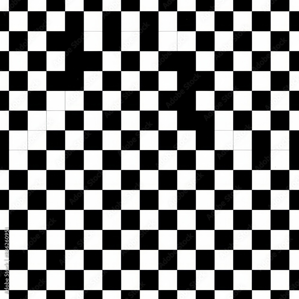 Fototapeta premium seamless pattern, Abstract black and white checkered pattern, ideal for backgrounds or textures. Modern optical illusion design.