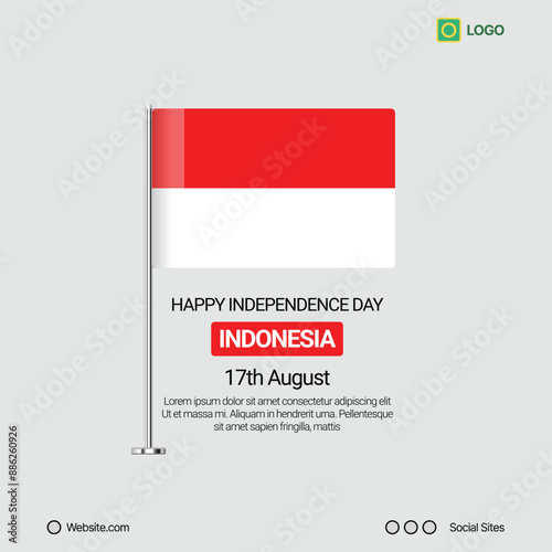 Free Download Indonesia Independence Day Social Media Banner, Editable Vector Design with Flag - GFXLoad