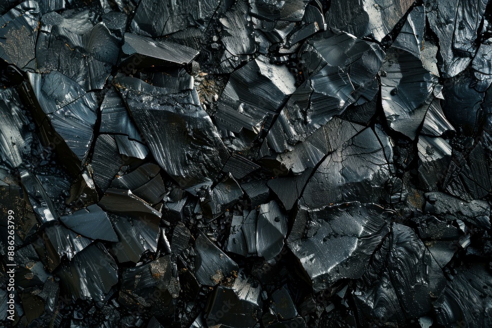 Black coal background forming a natural geometric pattern, showcasing the beauty of industrial resources Black coal background forming a natural geometric pattern, showcasing the beauty of industrial resources