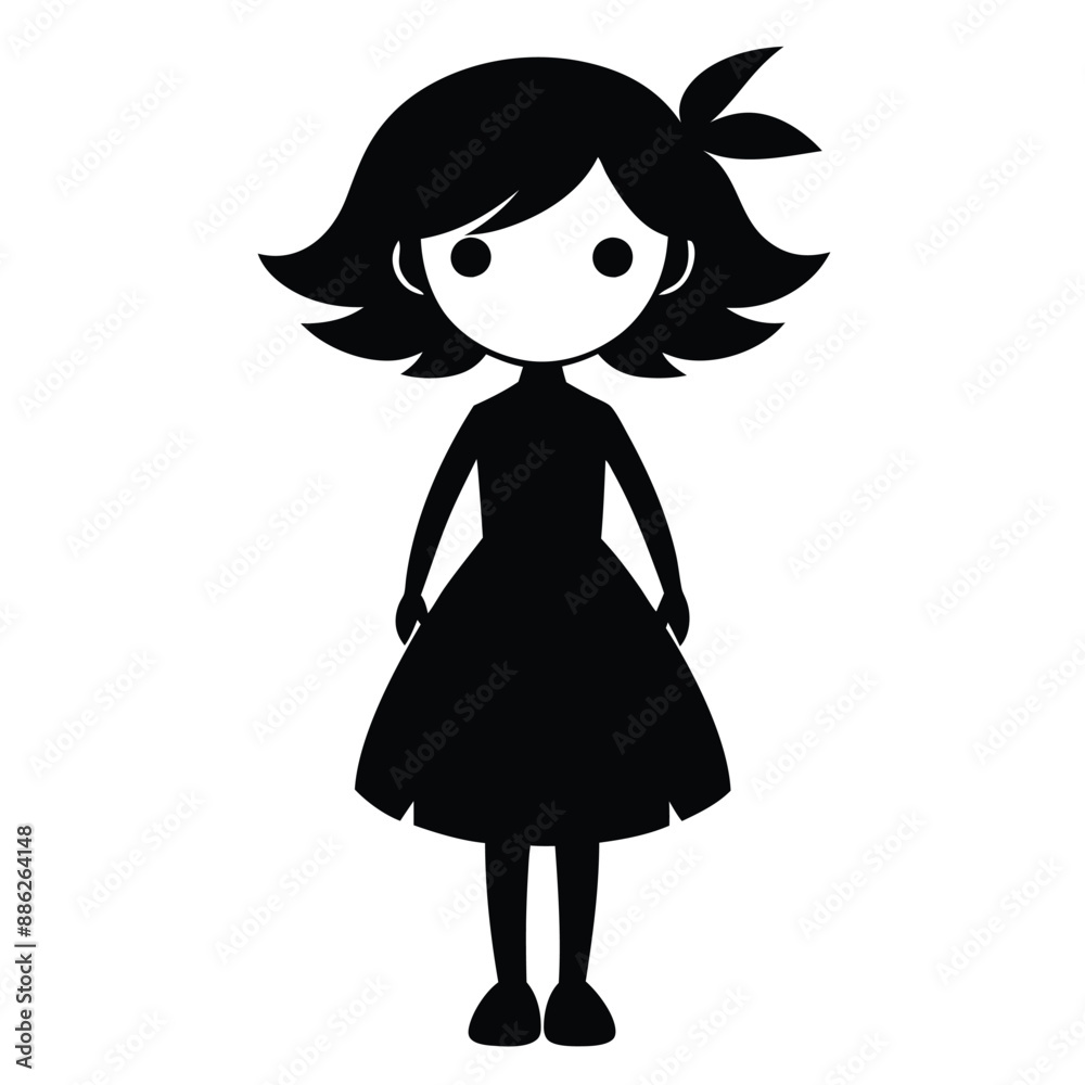 Fototapeta premium Girl Silhouette black color Image silhouette, isolated white background