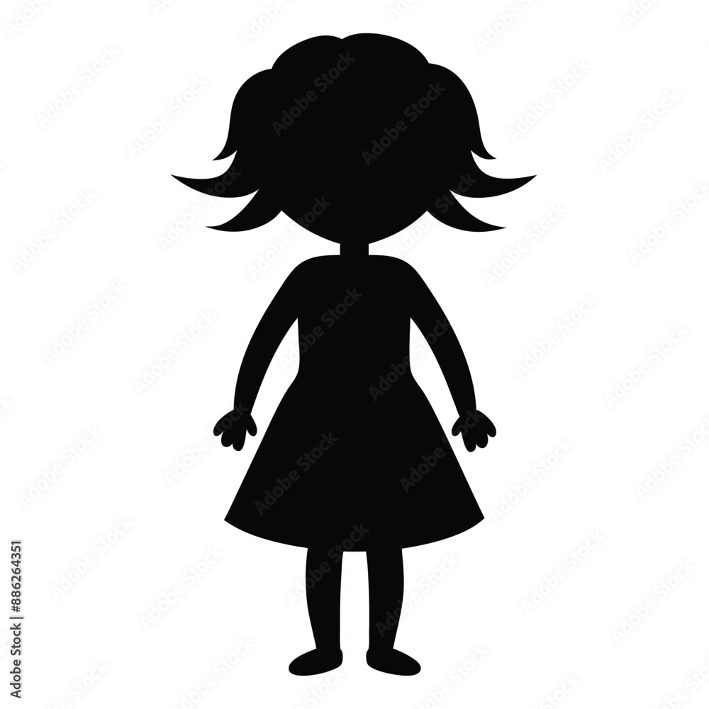 Fototapeta premium Girl Silhouette black color Image silhouette, isolated white background