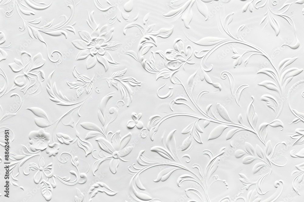 A seamless pattern white paper craft embossing style of spring flower vines and florals, wallpaper background element in AI format A seamless pattern white paper craft embossing style of spring flower vines and florals, wallpaper background element in AI format