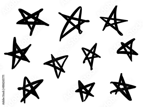 abstract hand-drawn stars. children doodle sketch of stars