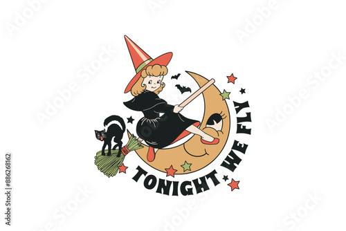Tonight we fly Vintage Halloween Sublimation Design