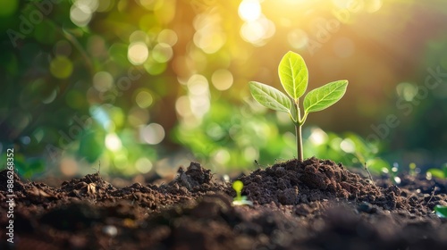 Wallpaper Mural Background blur of plants growing in soil in the forest. Torontodigital.ca