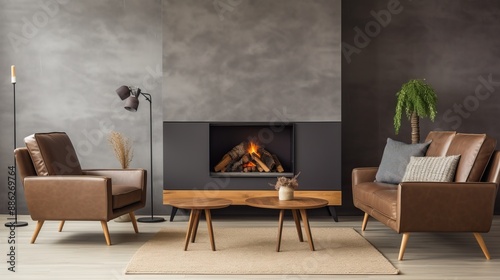 Cozy Living Room with a Modern Fireplace