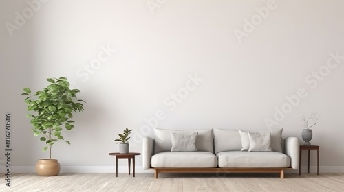 Simple Minimalist Living Room with White Sofa