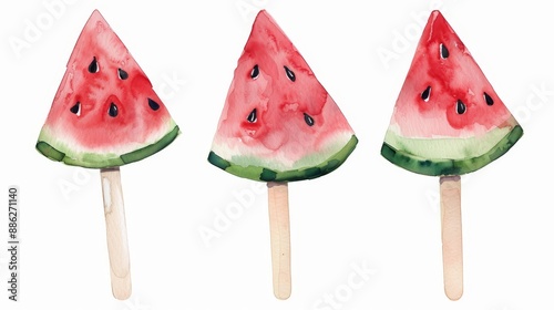 Wallpaper Mural A pair of summer illustrations featuring a watermelon slice and popsicle are perfect for a lively summer-themed design Torontodigital.ca