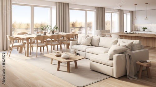 Wallpaper Mural Modern Minimalist Living Room with Warm Natural Light Torontodigital.ca