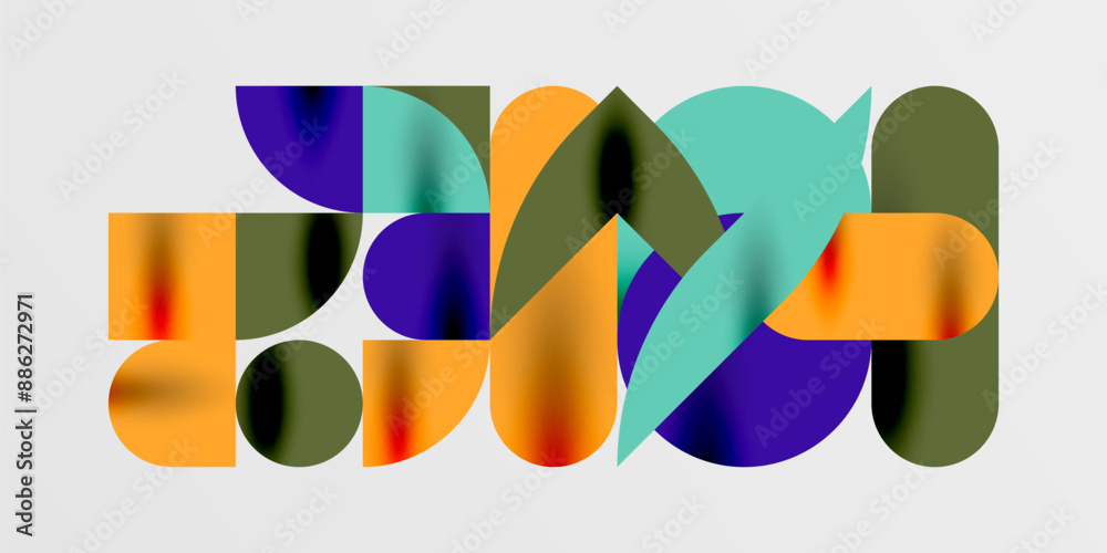 Circles, semi circles, squares and round shapes mosaic techno art. Vector Illustration For Wallpaper, Banner, Background, Card, Book Illustration, landing page Circles, semi circles, squares and round shapes mosaic techno art. Vector Illustration For Wallpaper, Banner, Background, Card, Book Illustration, landing page