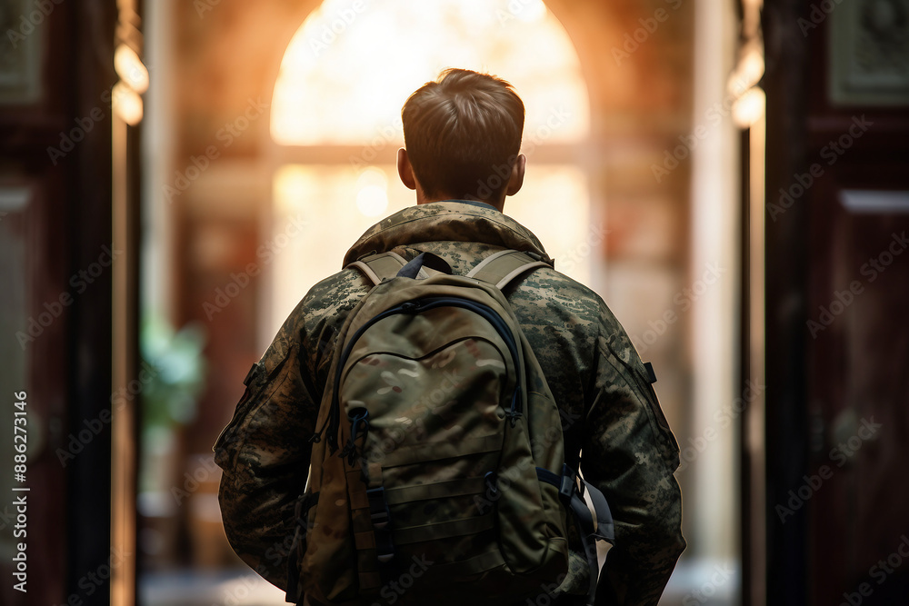 Generative AI illustration of soldier in uniform in the army Generative AI illustration of soldier in uniform in the army