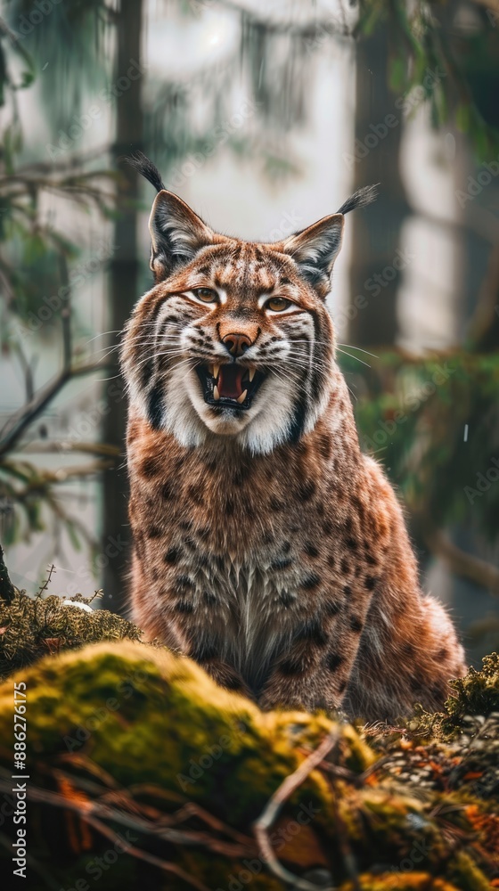 Obraz premium A Wild Lynx in the Forest