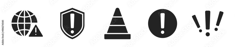 Warning notification icon set. Set of 5 outline icons related to warning. Linear icon collection. Warning notification outline icons collection. Editable stroke. Vector illustration. Warning notification icon set. Set of 5 outline icons related to warning. Linear icon collection. Warning notification outline icons collection. Editable stroke. Vector illustration.