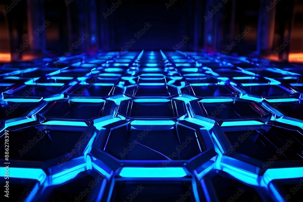 Obraz premium Hexagonal abstract metal background with light ai generated 