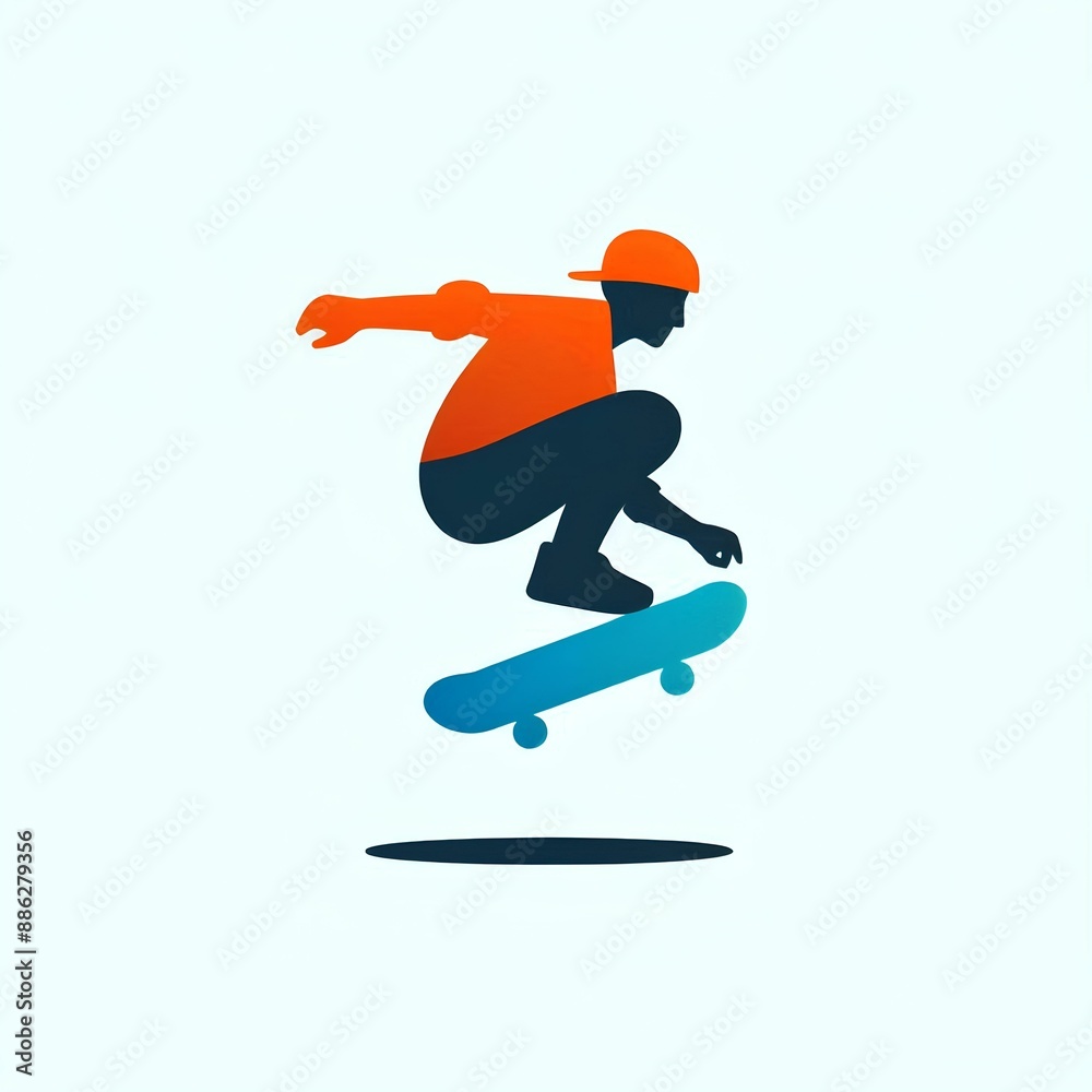 Fototapeta premium illustration of a snowboarder jumping