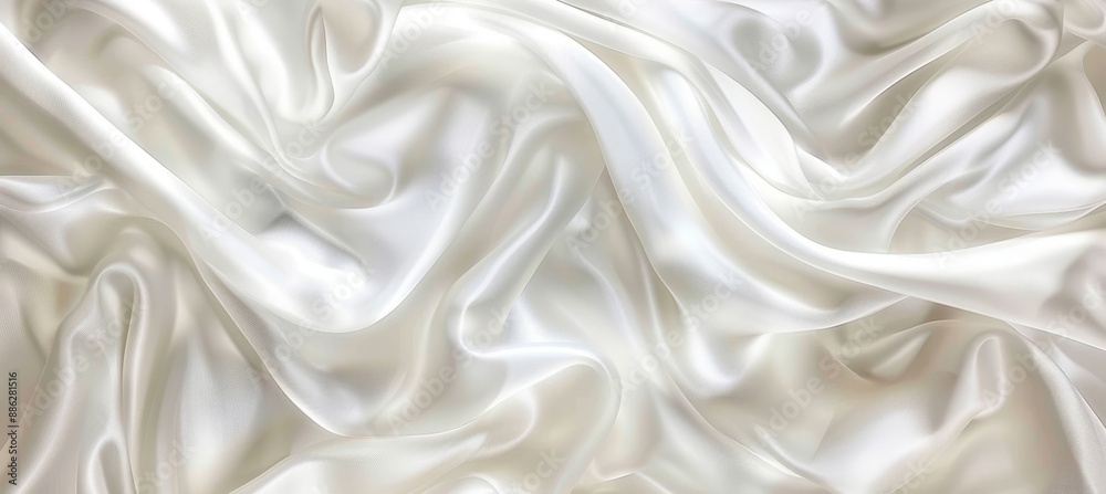 Flowing White Satin Fabric Texture Background, Smooth Elegant Silk Backdrop, Luxury Clothing Design Flowing White Satin Fabric Texture Background, Smooth Elegant Silk Backdrop, Luxury Clothing Design