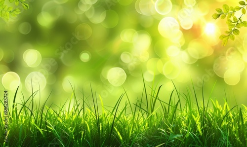Green grass and sunlight banner background
