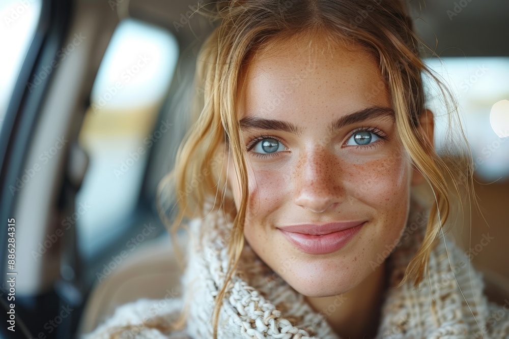 A close-up image depicts a woman with striking eyes and a warm smile, showcasing her natural beauty with freckles and the soft, vibrant ambiance of the background. A close-up image depicts a woman with striking eyes and a warm smile, showcasing her natural beauty with freckles and the soft, vibrant ambiance of the background.