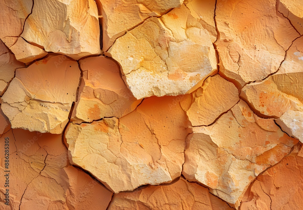 Naklejka premium Cracked Orange Sandstone Wall Texture