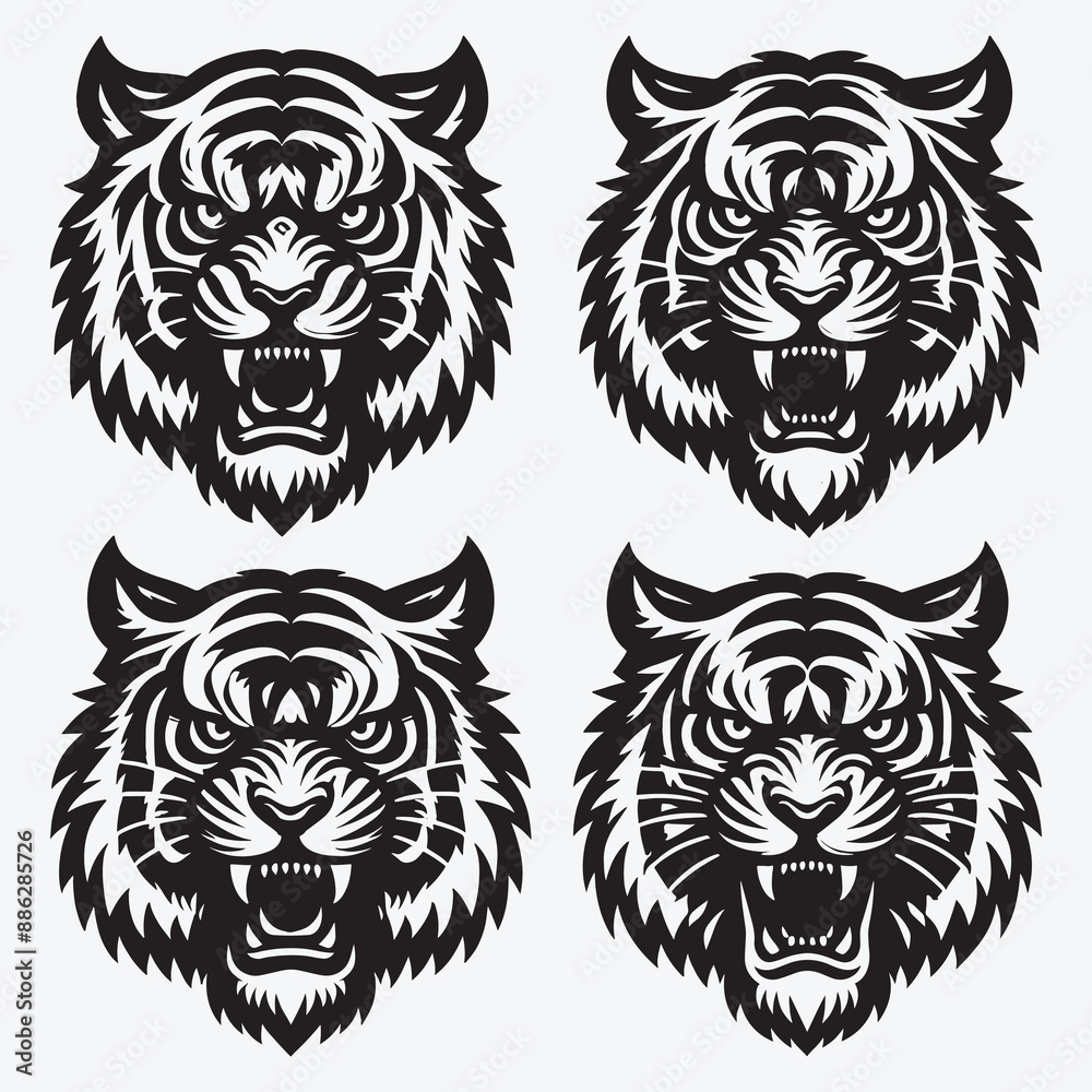Tiger Vector Illustration Silhouette Collection Tiger Vector Illustration Silhouette Collection