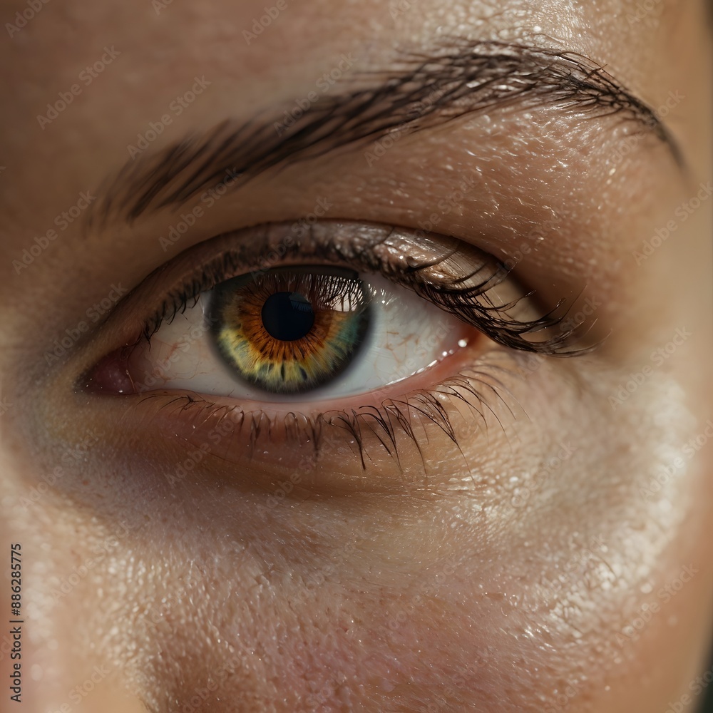 Gaze intimately into the beauty of an eye in this close-up shot- A close-up macro shot of a woman's human eye. Gaze intimately into the beauty of an eye in this close-up shot- A close-up macro shot of a woman's human eye.