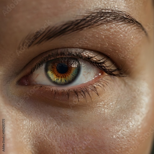 Gaze intimately into the beauty of an eye in this close-up shot- A close-up macro shot of a woman's human eye.