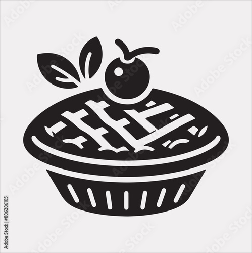 Pie icon silhouette vector on a white background