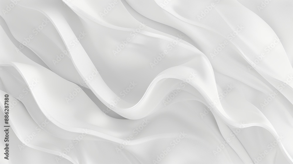 White Fabric Texture, Wavy Cloth Background with Gentle Waves, Silk, Satin Swirling Ripples Design. White Fabric Texture, Wavy Cloth Background with Gentle Waves, Silk, Satin Swirling Ripples Design.