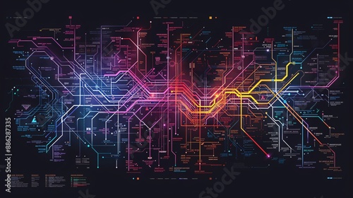 80. Digital marketing workflow visualized as an intricate subway map