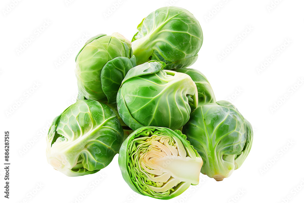 Fresh Brussels sprouts isolated a white background. Fresh Brussels sprouts isolated a white background.