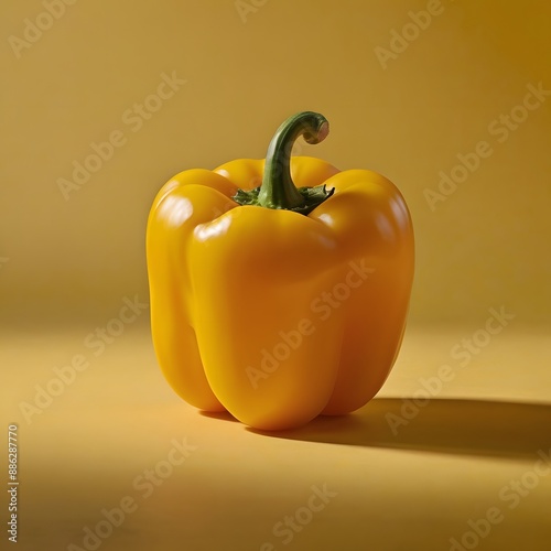 yellow bell pepper isolated on plain studio background, made with generative ai. Yellow bell pepper on yellow background, space for text