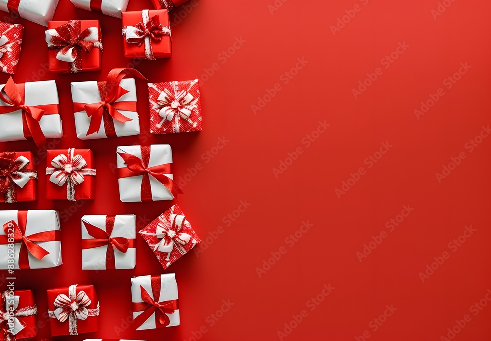 Red & White Gift Boxes Festive Banner Design Red & White Gift Boxes Festive Banner Design