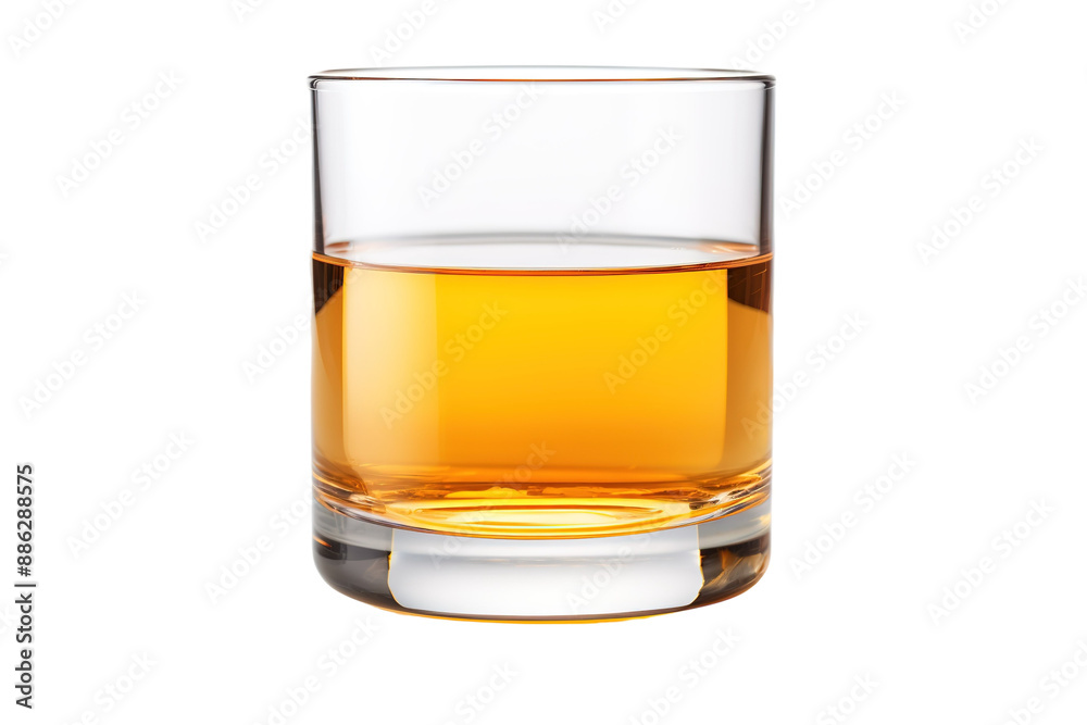 A Crystal Clear Glass of Golden Amber Liquid on a White Background on a White or Clear Surface PNG Transparent Background. A Crystal Clear Glass of Golden Amber Liquid on a White Background on a White or Clear Surface PNG Transparent Background.