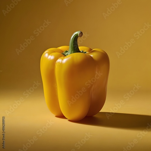 yellow bell pepper isolated on plain studio background, made with generative ai. Yellow bell pepper on yellow background, space for text