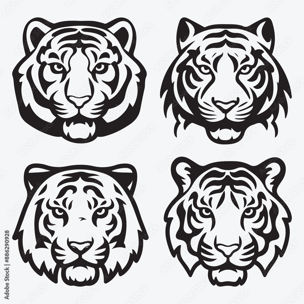 Tiger Vector Illustration Silhouette Collection Tiger Vector Illustration Silhouette Collection