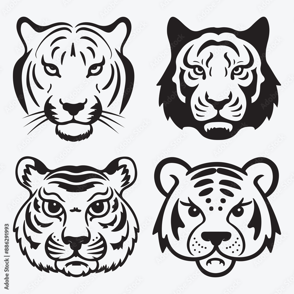 Tiger Vector Illustration Silhouette Collection