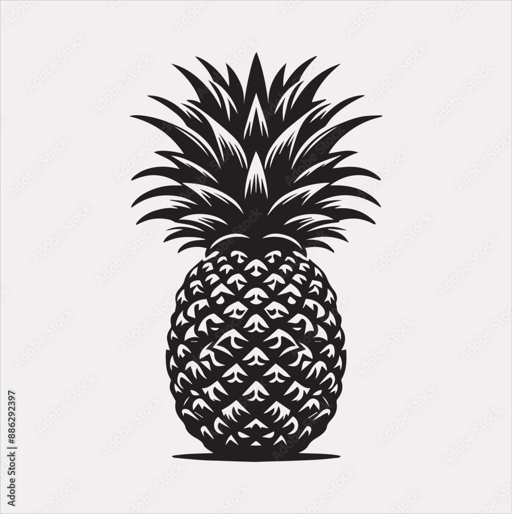 pineapple vector silhouette on a white background