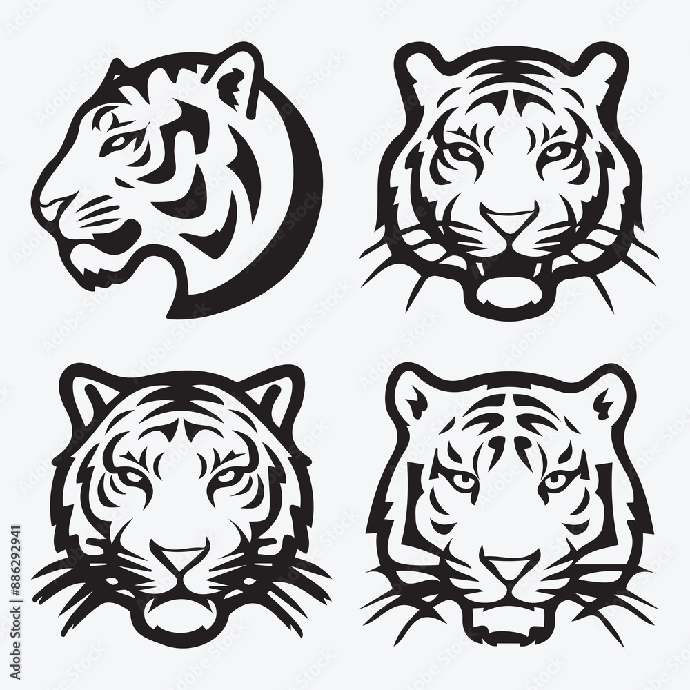 Tiger Vector Illustration Silhouette Collection Tiger Vector Illustration Silhouette Collection