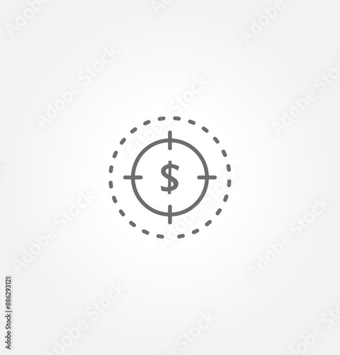 Money. Line Icon Vector. Payment system. Coins and Dollar cent Sign isolated on white background. Flat design style. Business concept.