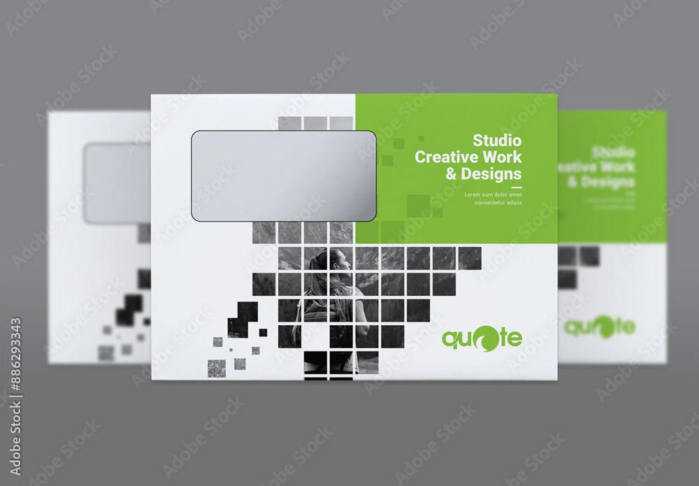 Business B5_Envelope With Green Rectangle Boxs Stock Template | Adobe Stock