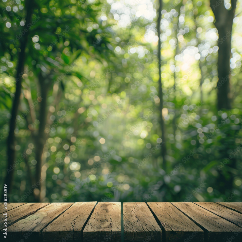 table in forest, table, Empty wood table table in forest, table, Empty wood table