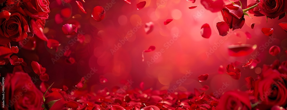 Romantic Red Rose Petals Falling Background Romantic Red Rose Petals Falling Background