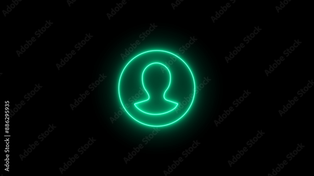 Glowing neon New account user icon, Glowing neon light people icon on black background. Glowing neon New account user icon, Glowing neon light people icon on black background.