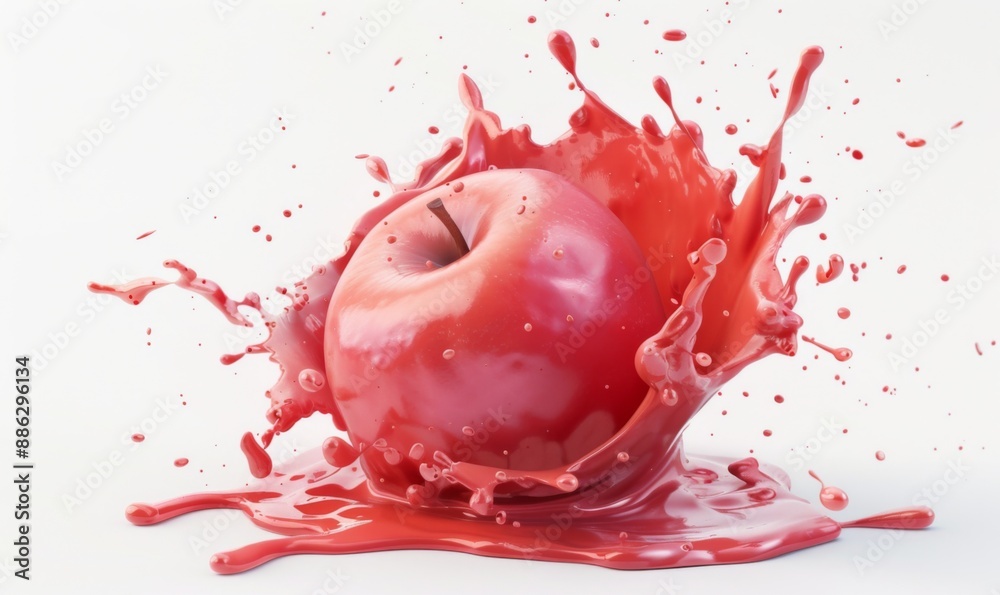 3D render Realistic of Red Apple splash best for commercial and Design purpose isolated on white background 3D render Realistic of Red Apple splash best for commercial and Design purpose isolated on white background