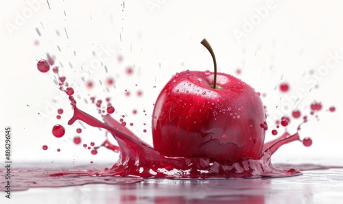 3D render Realistic of Red Apple splash best for commercial and Design purpose isolated on white background