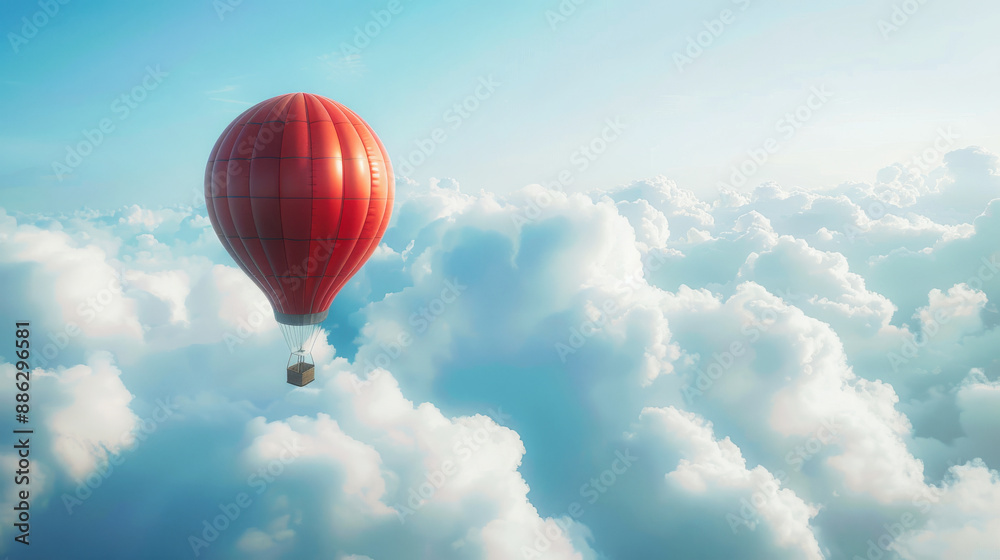 Fototapeta premium A hot air balloon floating in the sky with white clouds