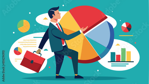 Businessman adjusting investment portfolio pie chart, diversifying financial plan for economic challenges