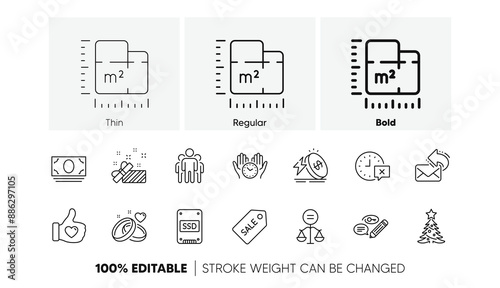 Time, Marriage rings and Ssd line icons. Pack of Present, Energy price, Group icon. Christmas tree, Keywords, Cash money pictogram. Ethics, Sale ticket, Like hand. Floor plan, Safe time. Vector